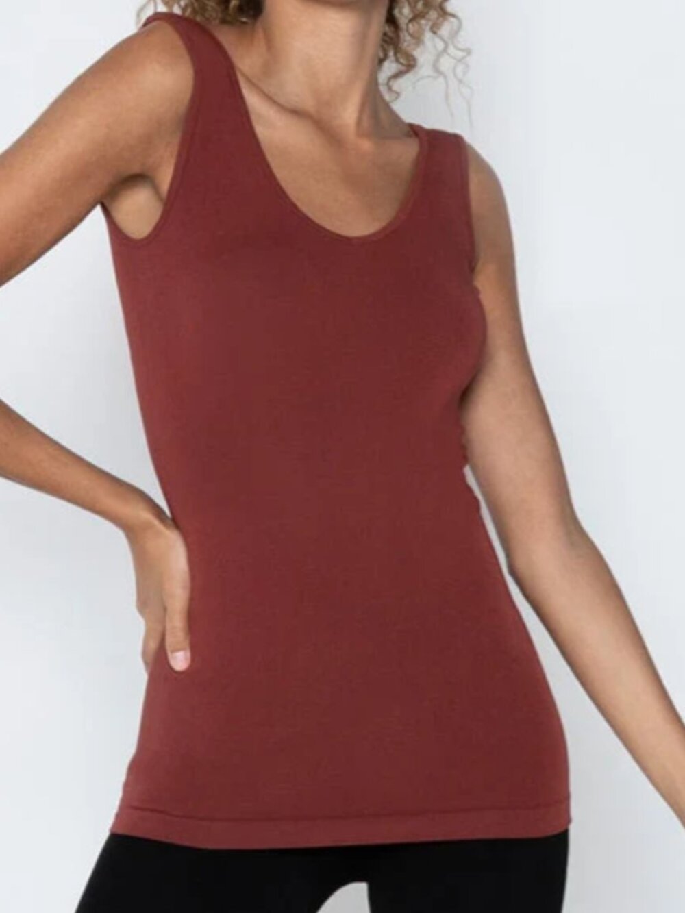 C'est Moi Clothing Co. Naturals Bamboo Reversible Tank OS Brandy v-neck scoop